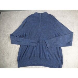 Bonobos  Quarter Zip Sweater Mens 3XL Blue Space Dye Cotton Cashmere Standard